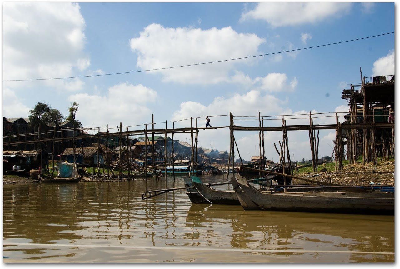 Bridge across floating village in Kompong Chhnang