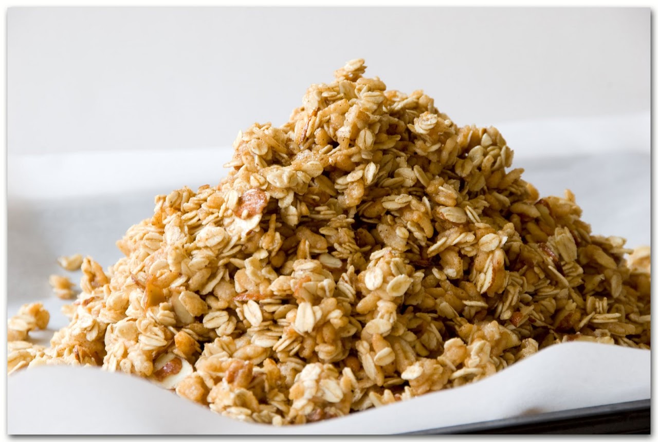 Heaped granola before cooking