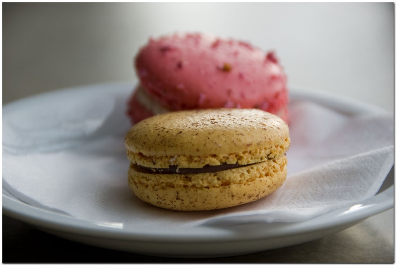 Passionfruit and strawberry macarons