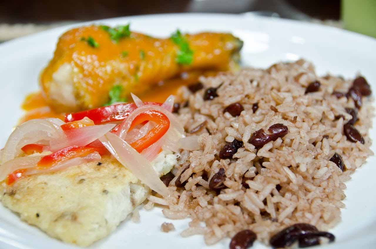 Chicken and rice and beans at O'Sullivan catering