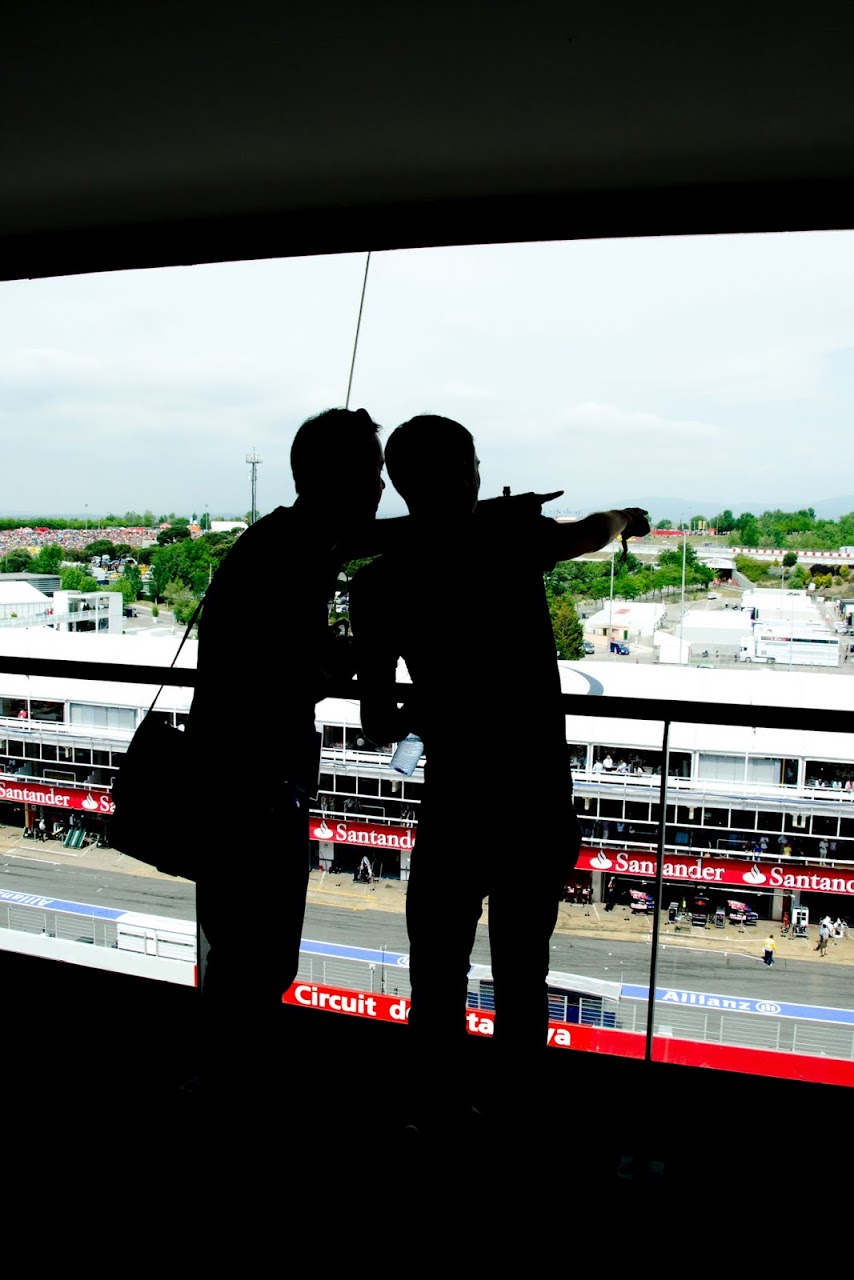 Standing in the press box at the Circuit de Catalunya