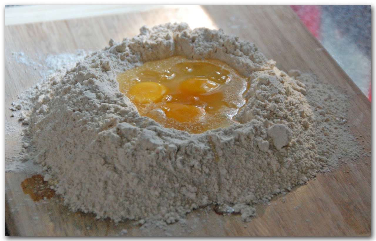 Eggs in flour mound