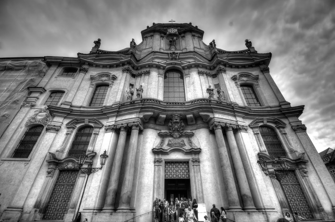 Prague building in black and white