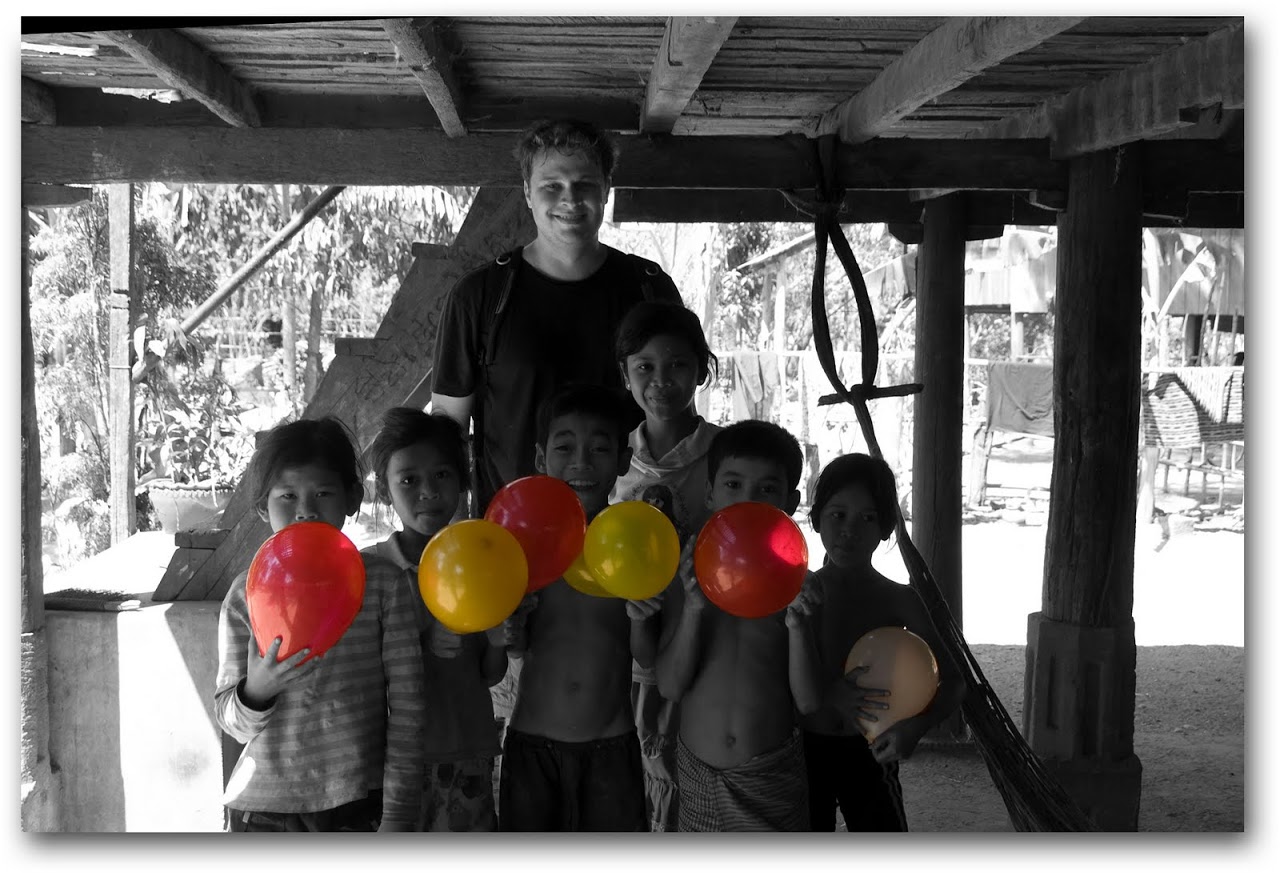 Patrick with kids and balloons