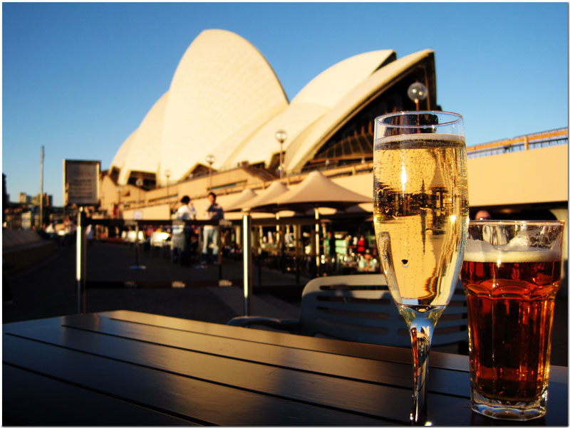 Drinks outside of Sydney Opera House