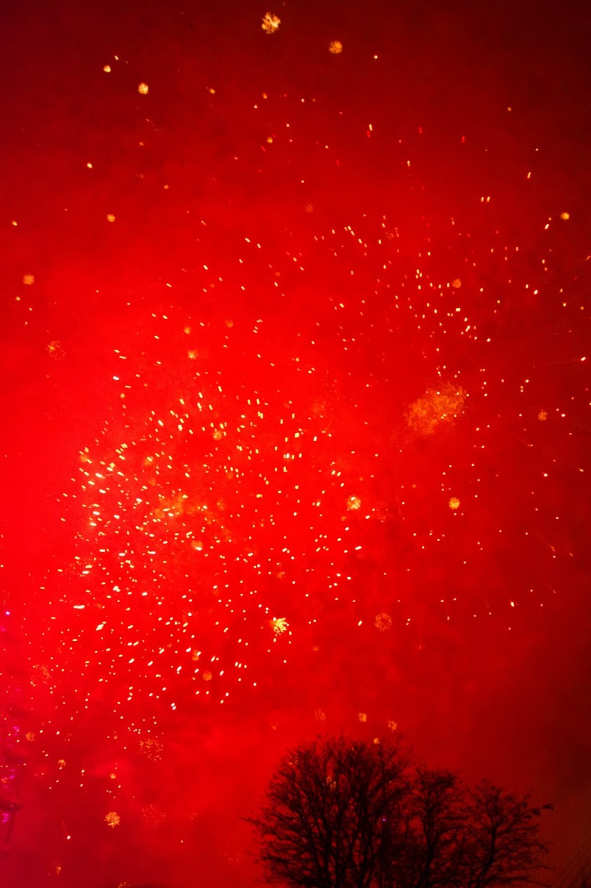 Red fireworks New Year's Eve