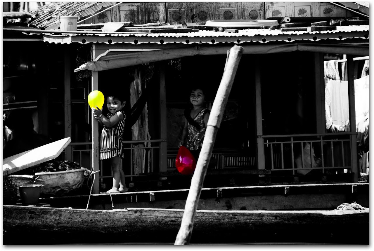 Children with balloons at Kampong Chnnang