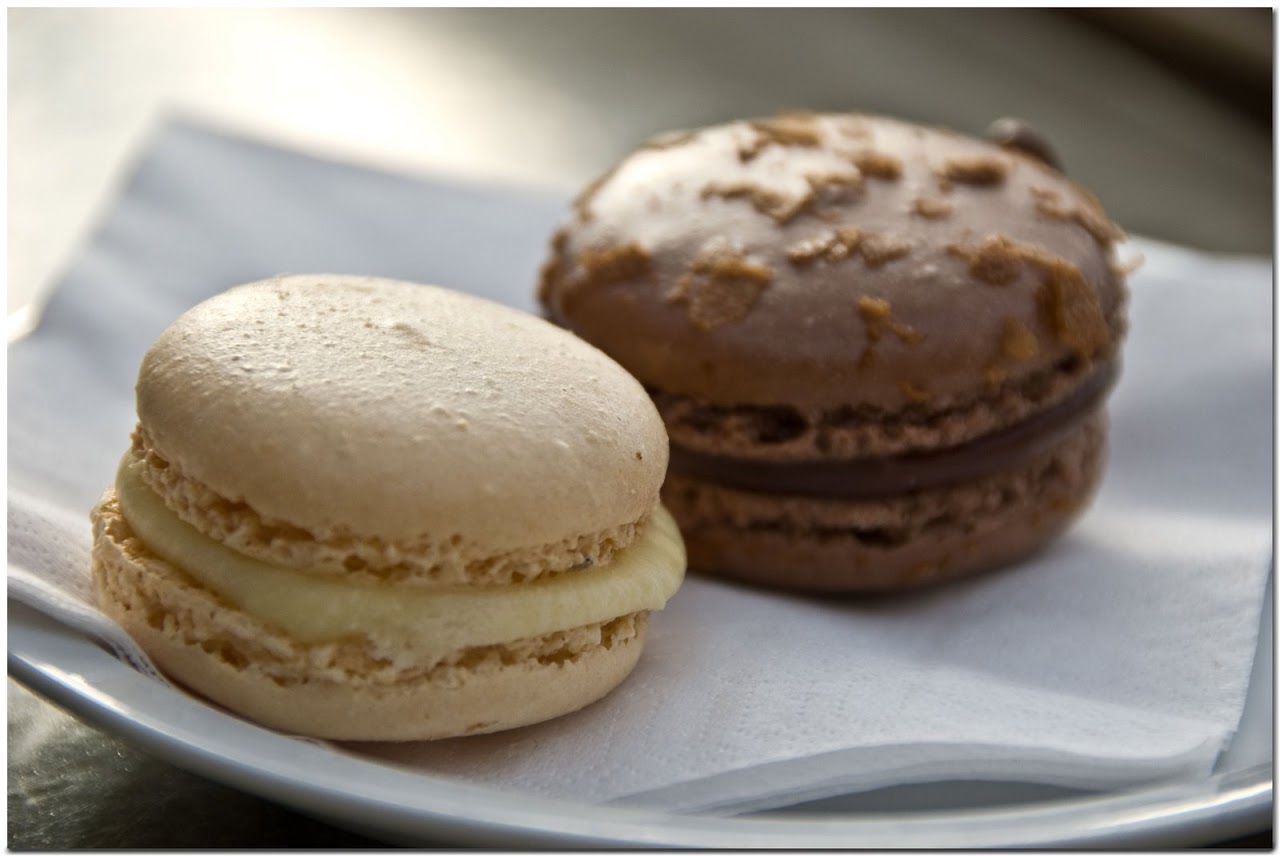 Hazelnut and champagne macarons at the Lindt cafe