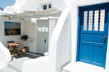 Blue and white door
