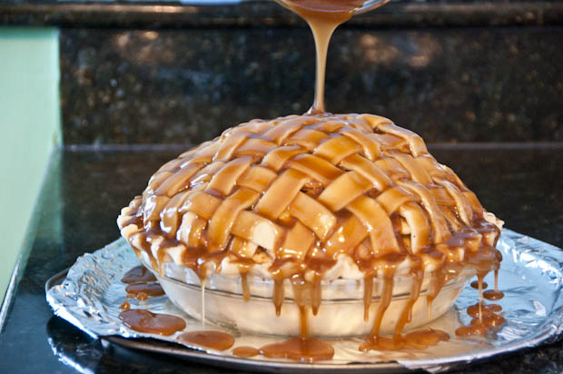 Caramel on top of Grandma Ople's Apple Pie