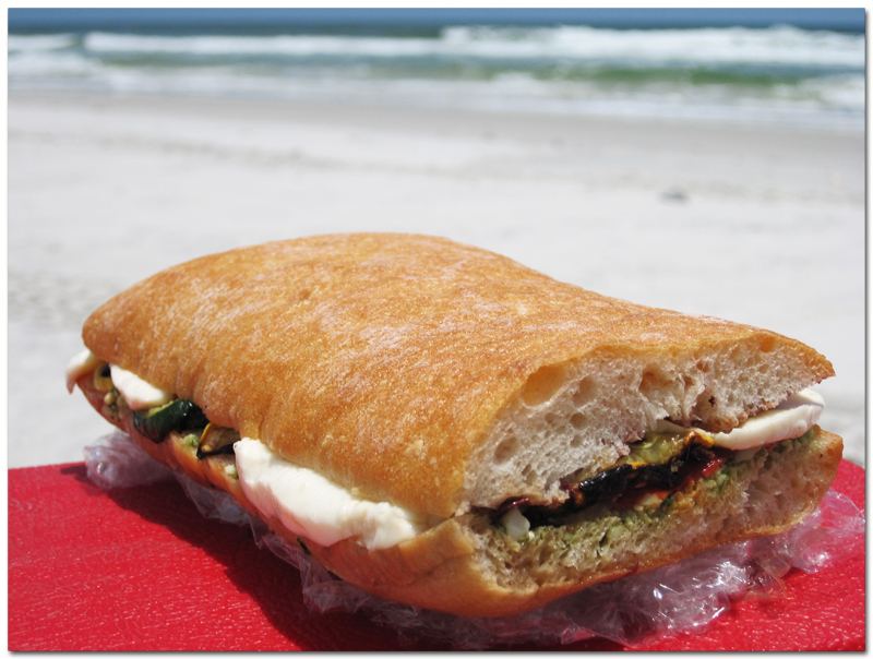 Pressed sandwiches at the beach