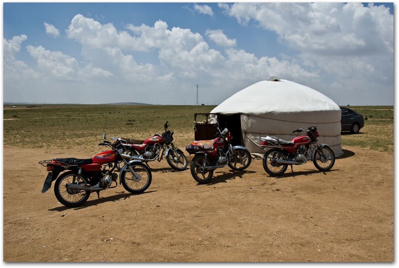 Motorcycles at Mongolian yurt