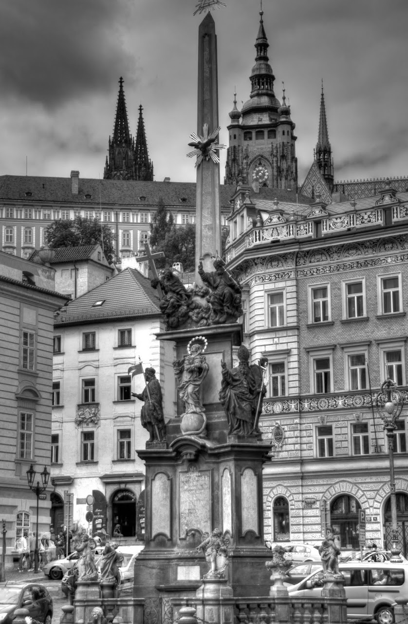 Prague in black and white church